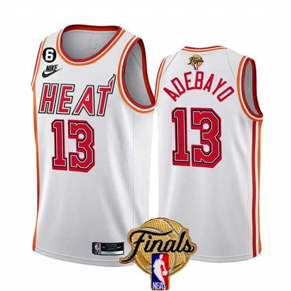 Mens Miami Heat #13 Bam Adebayo White 2023 Finals Classic Edition With NO.6 Patch Stitched Basketball Jersey->miami heat->NBA Jersey